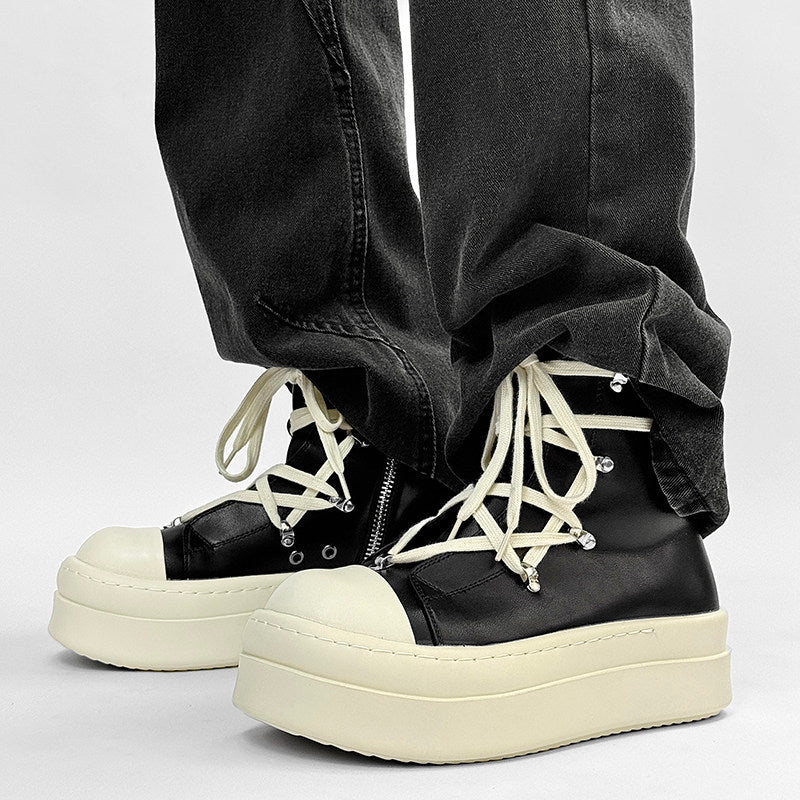 Rope Lace High-Top Chunky Sole Boots