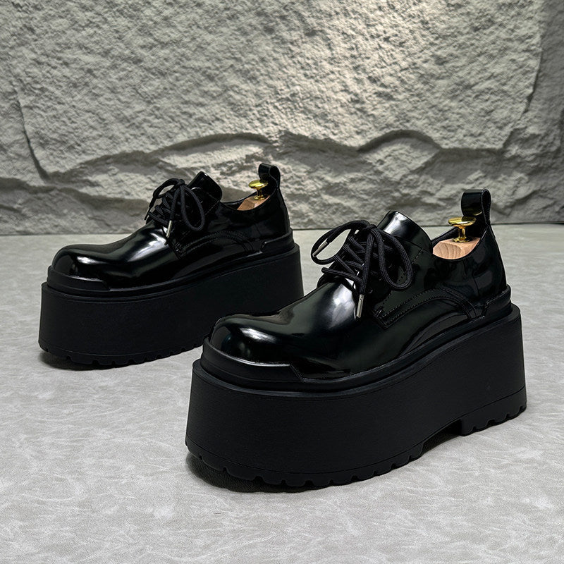 Patent Lace Up Platform Thick Sole Shoes