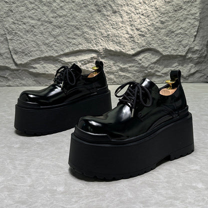 Patent Lace Up Platform Thick Sole Shoes