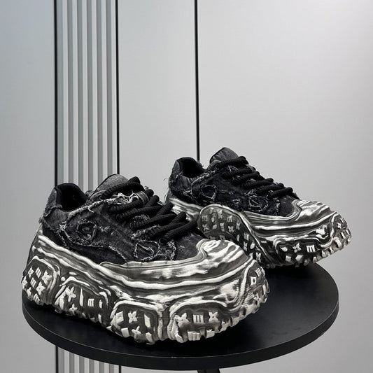 Platform Denim Lace-Up Sneakers WN24826