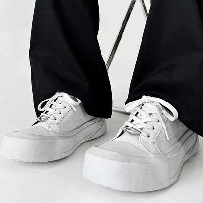 Canvas Round-Toe Derby-Inspired Flat Sneakers WN19121
