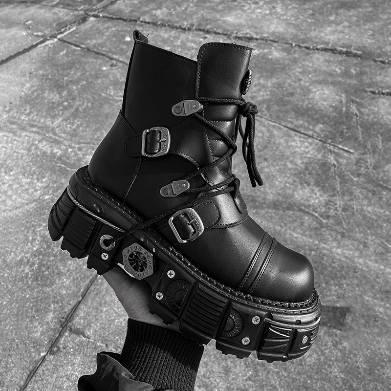 Thick Sole 6cm Height-Increase Mid-Calf Boots