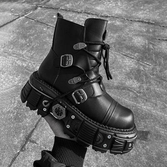 Thick Sole 6cm Height-Increase Mid-Calf Boots
