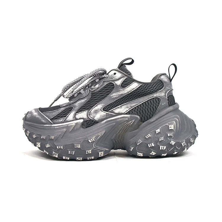 Washed Mesh Chunky Sole Dad Sneakers