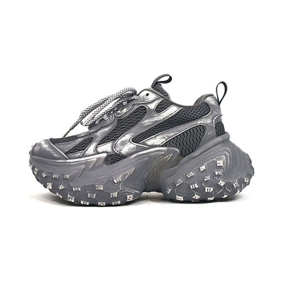 Washed Mesh Chunky Sole Dad Sneakers