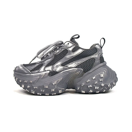 Washed Mesh Chunky Sole Dad Sneakers