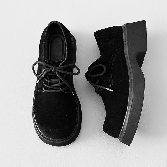 Suede Lace Up Thick Sole Shoes