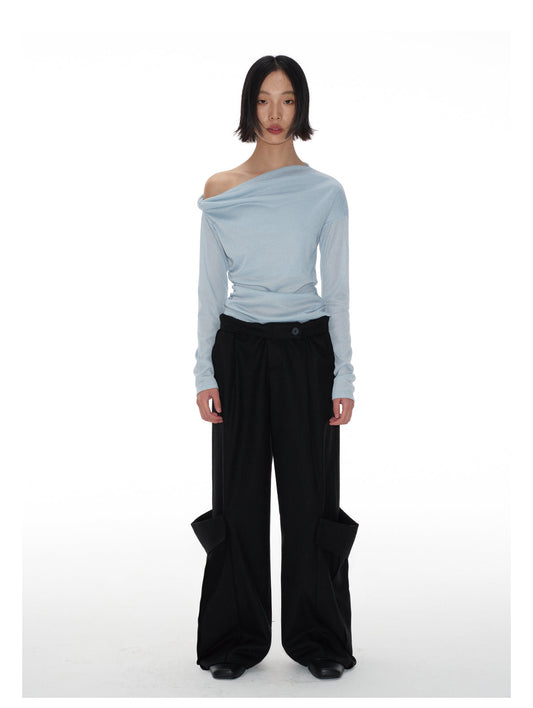 Double pocket pleated casual pants