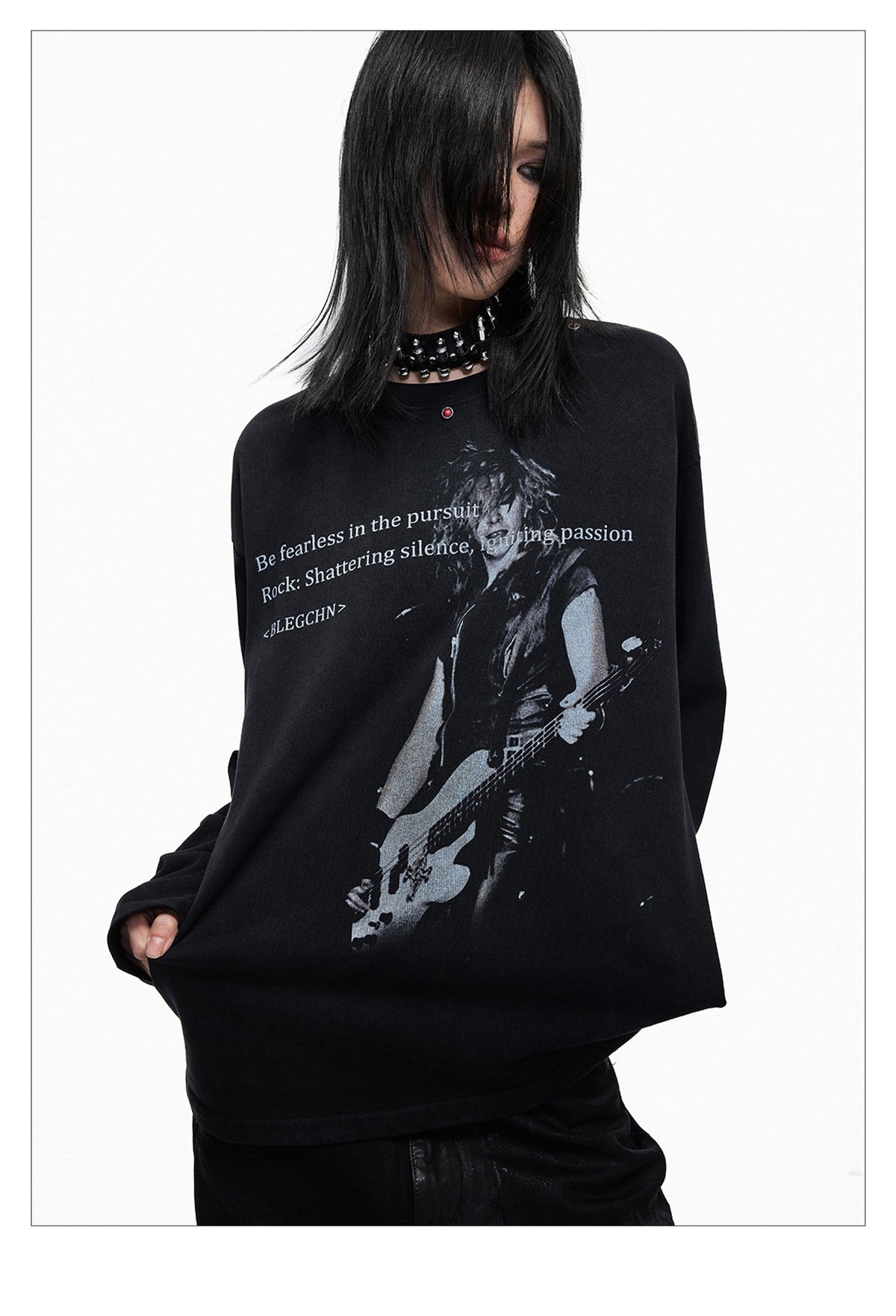 Dark Wash Long Sleeve Punk T-shirt