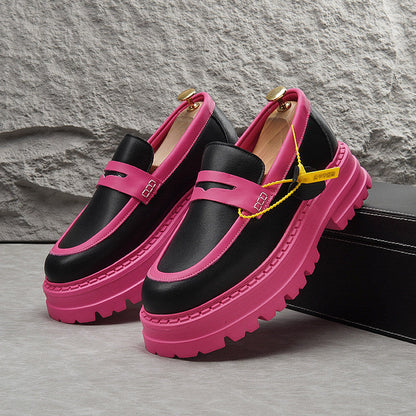 Leather Platform Height Increase Loafers