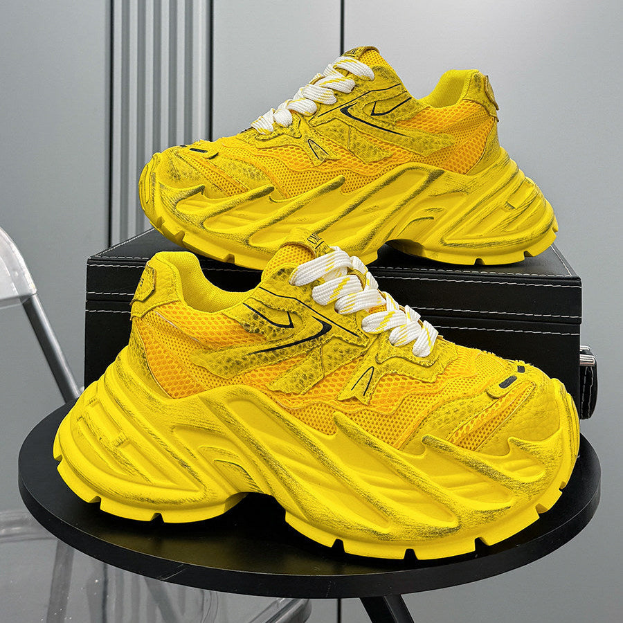 Mesh Washed Thick Sole Sneakers