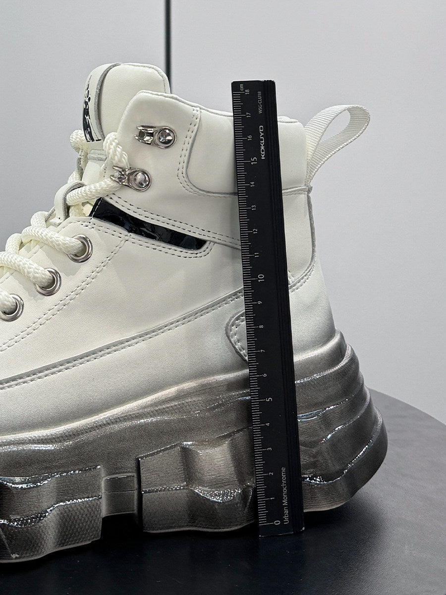 Metal Toe Lace Up Platform Short Boots