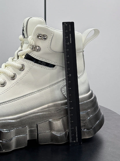 Metal Toe Lace Up Platform Short Boots