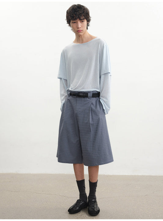 Houndstooth Gathered Shorts