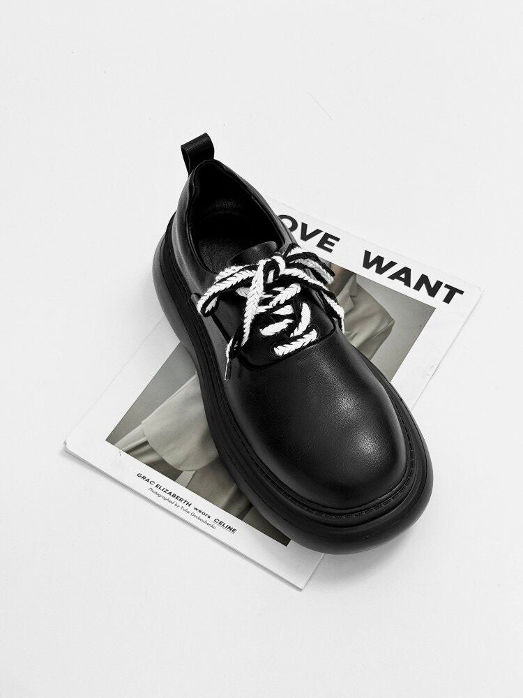 Chunky Platform Round Toe Lace-Up Shoes