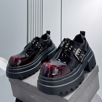 Chunky Patent Leather Buckle Loafers