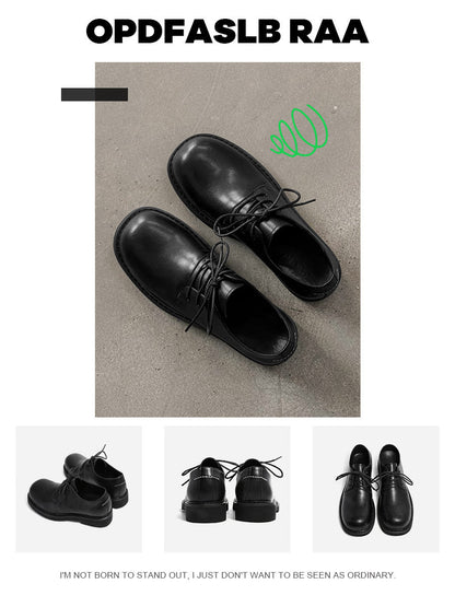Lace Up Plain PU Leather Round Toe Shoes