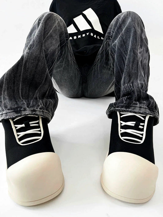 Large Round Toe Chunky Sole Canvas Shoes