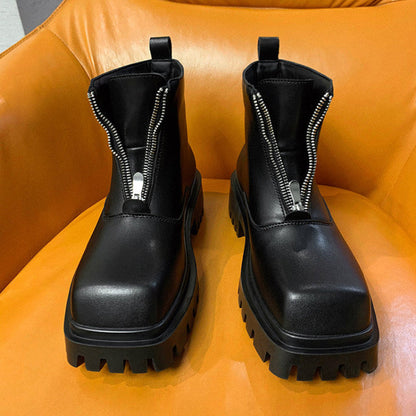 Front Zipper Combat Boots