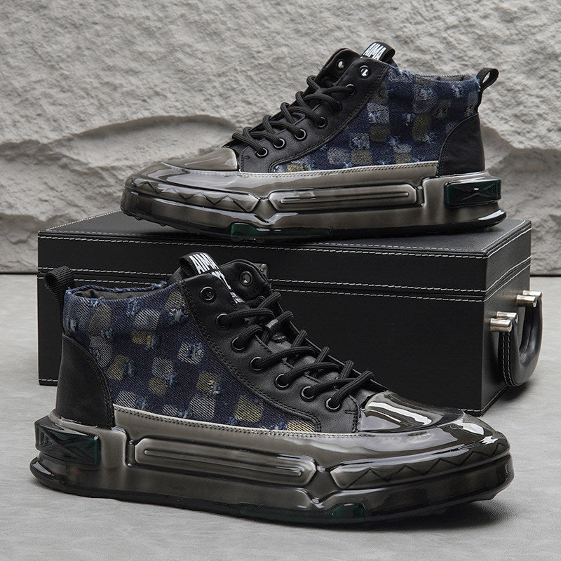 Distressed Check Platform Sneakers WN24728