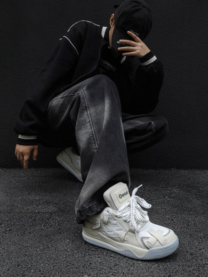 Chunky Platform Strap Detail Lace-Up Sneakers