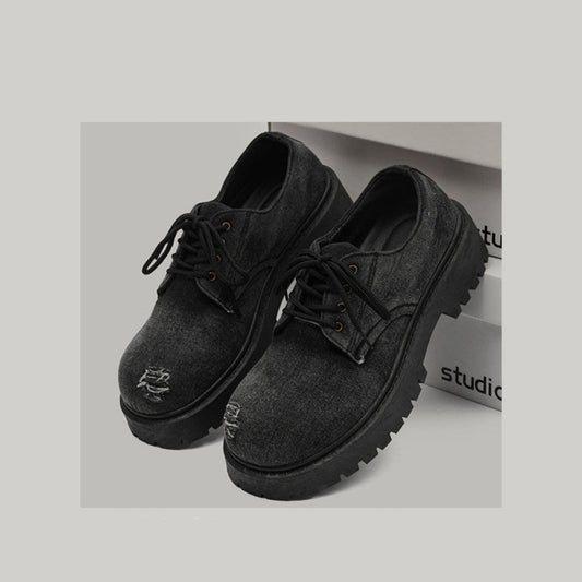 Cartoon Embossed Platform PU Leather Shoes