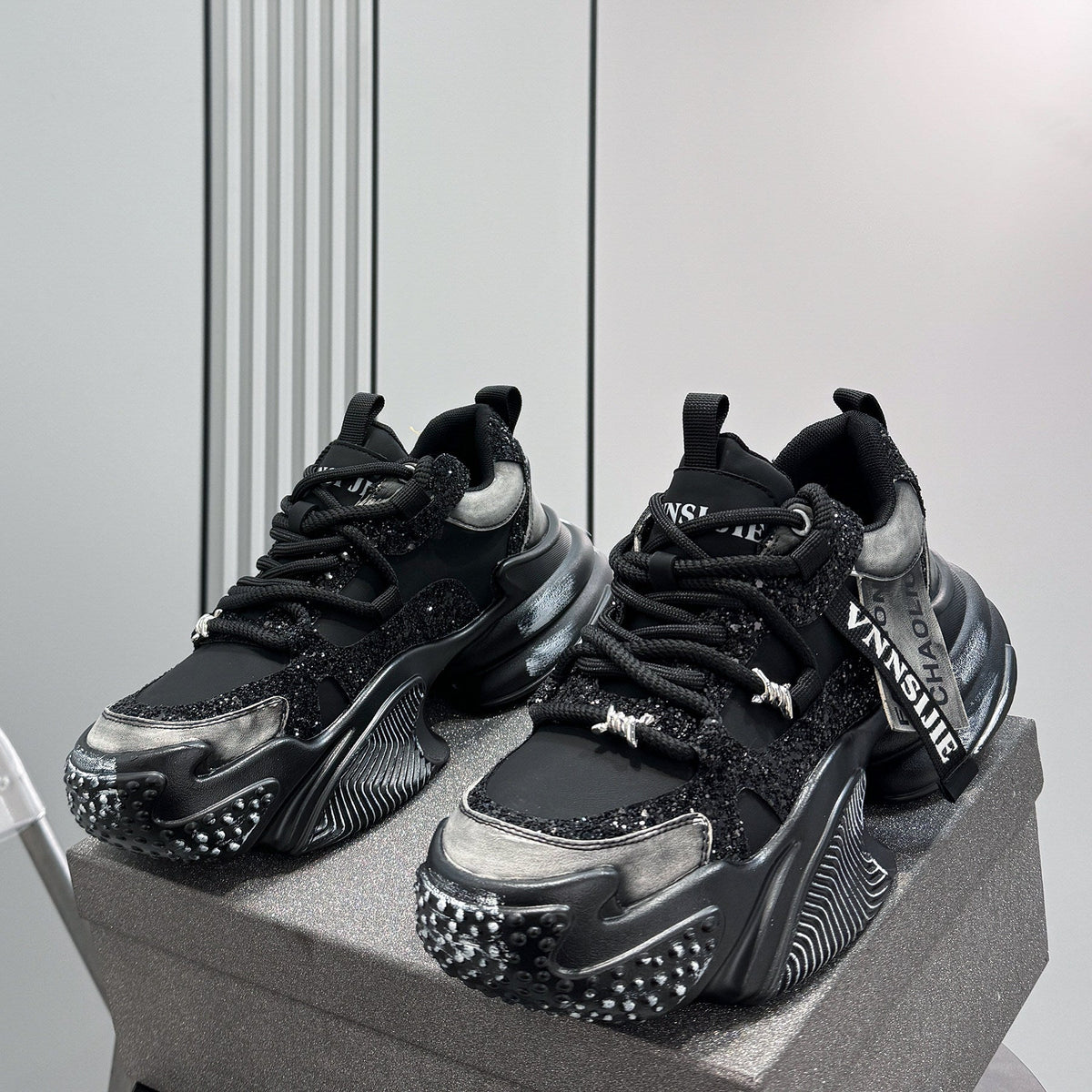 Glitter Strap Metallic Air Sole Sneakers