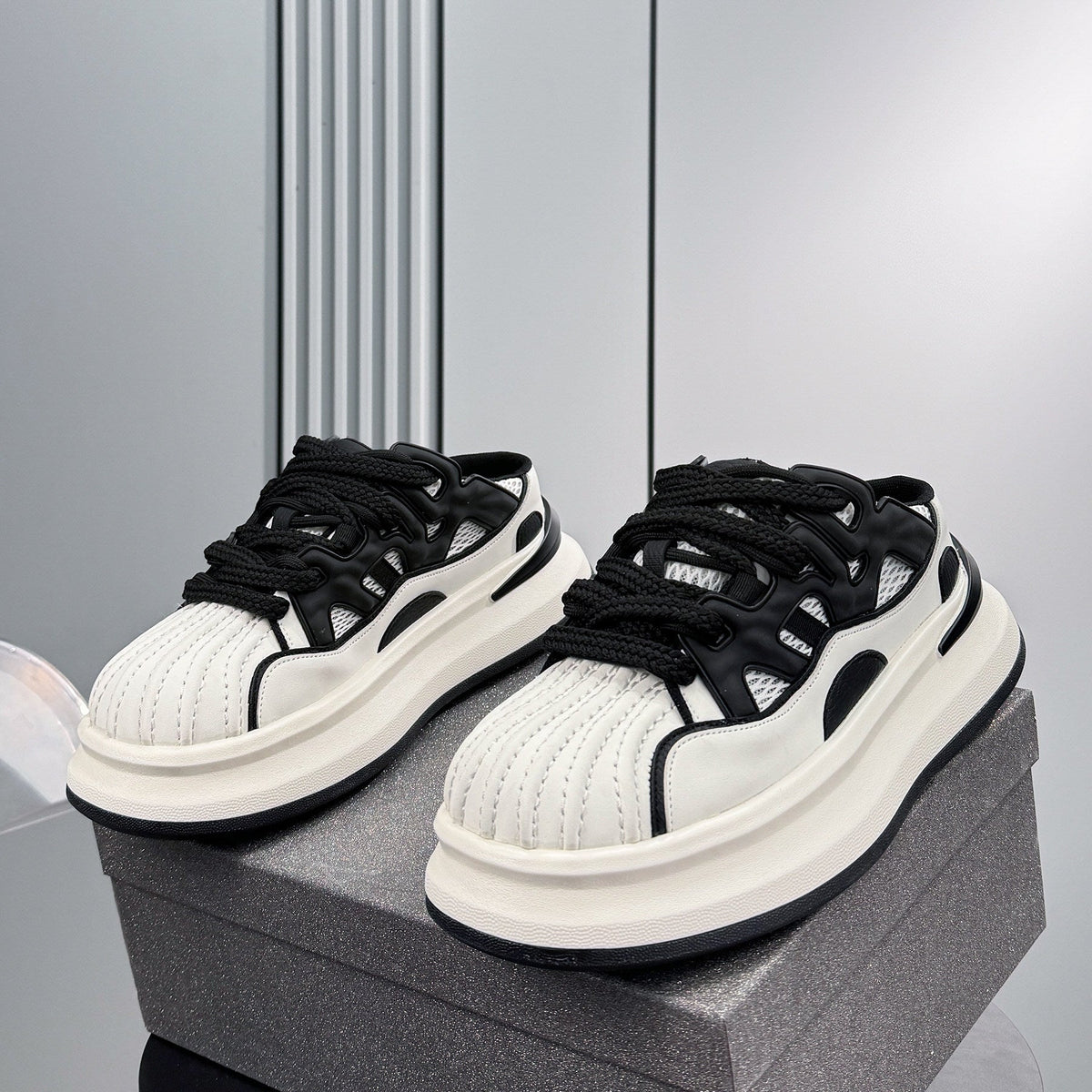 Chunky Platform Shell Toe Sneaker Mules