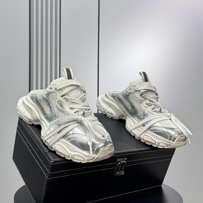 Metallic Panel Rope Lace Slip-On Shoes