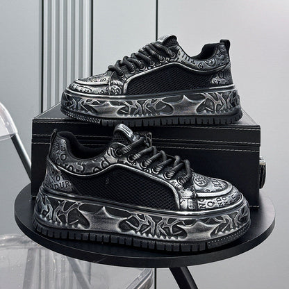 Thick-Soled Lace Mesh Sneakers