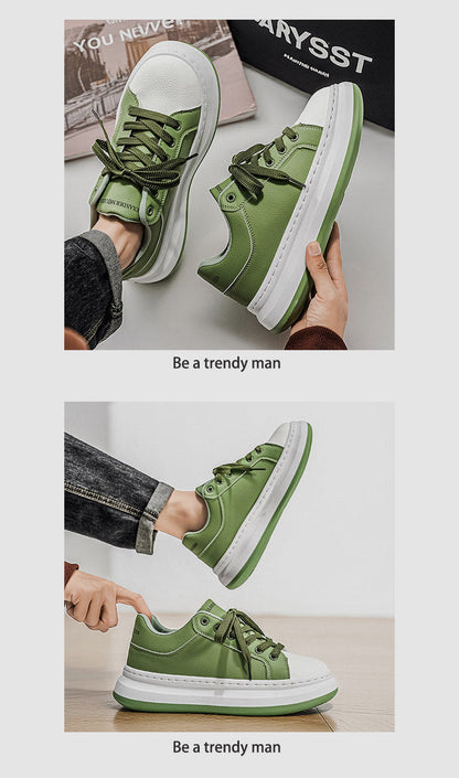 Thick Sole PU Leather Platform Sneakers