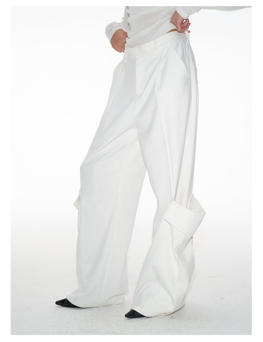 Double pocket pleated casual pants
