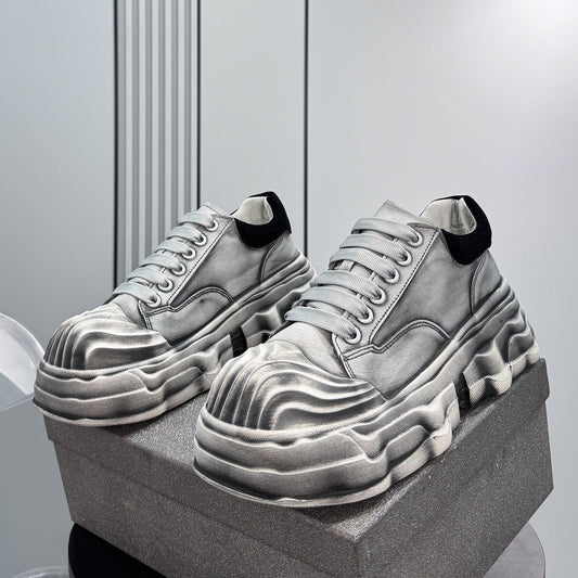 Washed Platform Chunky Sole Sneakers