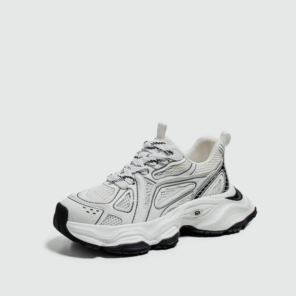 Color Block Platform Chunky Sole Lace-Up Sneakers