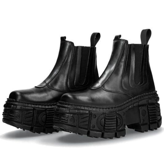 Chunky Sole Design PU Leather Boots