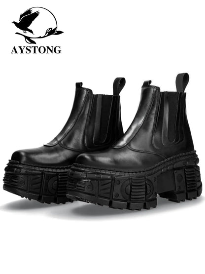 Chunky Sole Design PU Leather Boots