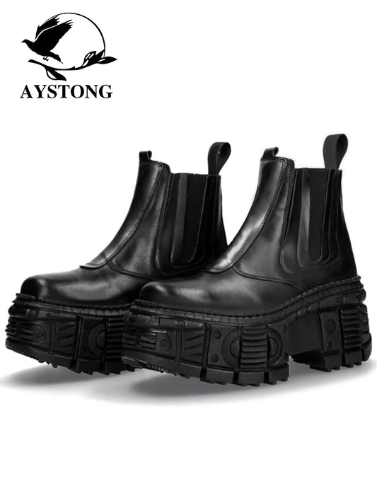 Chunky Sole Design PU Leather Boots