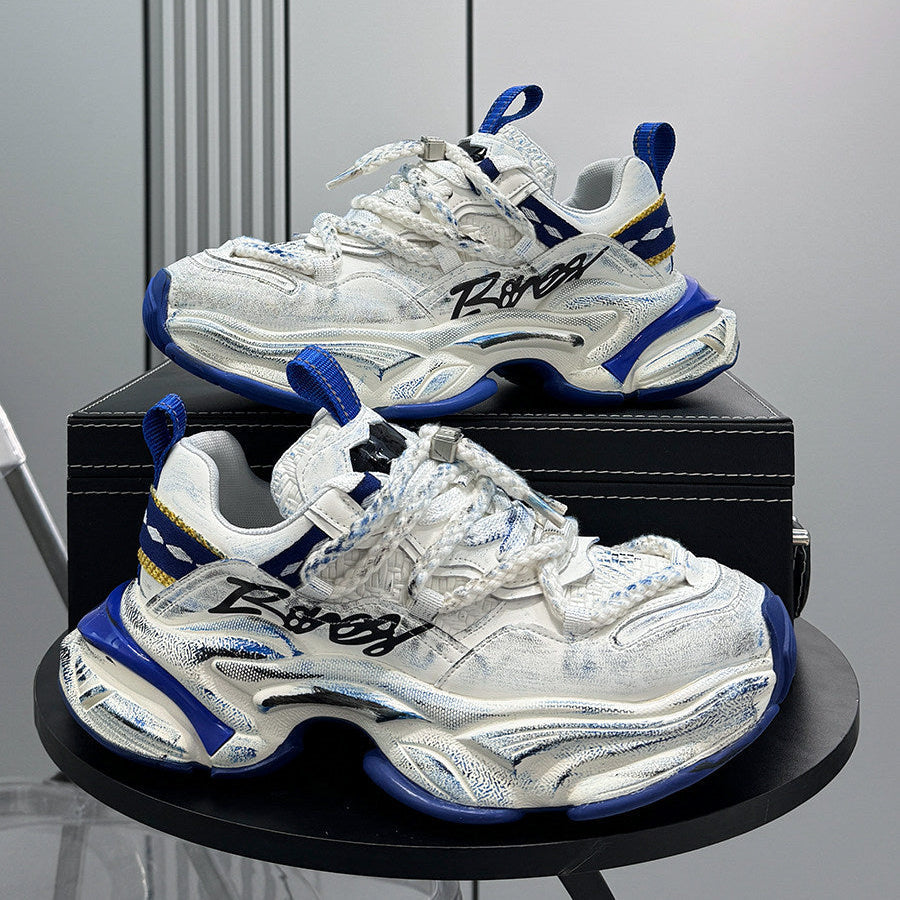 Washed Graffiti Print Chunky Sole Sneakers