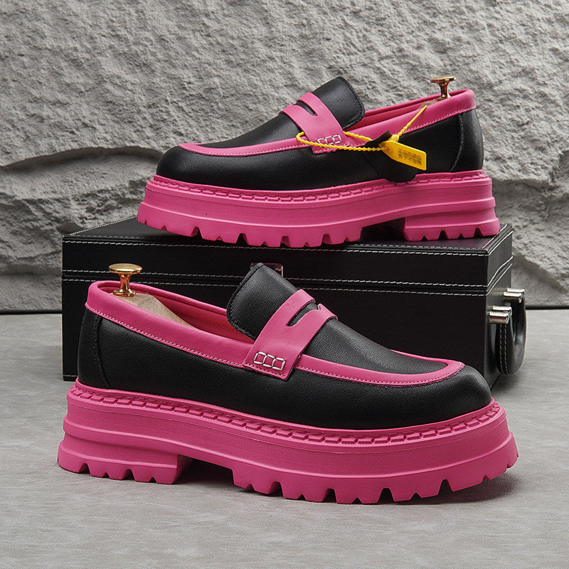 Leather Platform Height Increase Loafers
