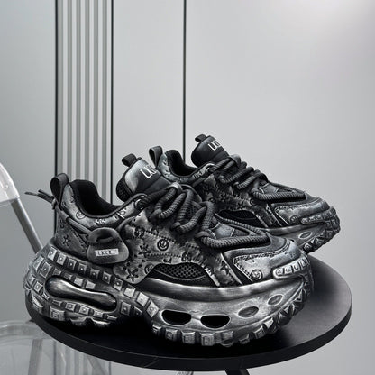 Embroidery Rope Lace Chunky Sole Sneakers