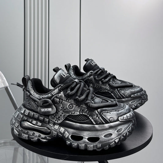 Embroidery Rope Lace Chunky Sole Sneakers