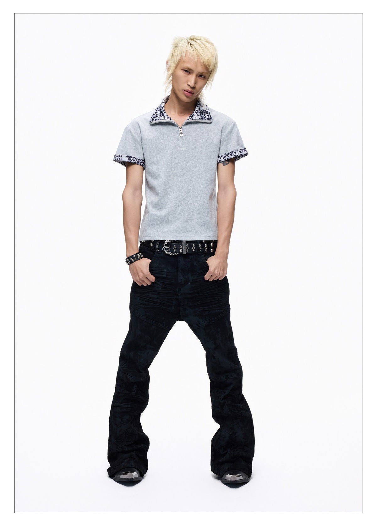 Two-piece Leopard Slim-fit Short-sleeve T-shirt
