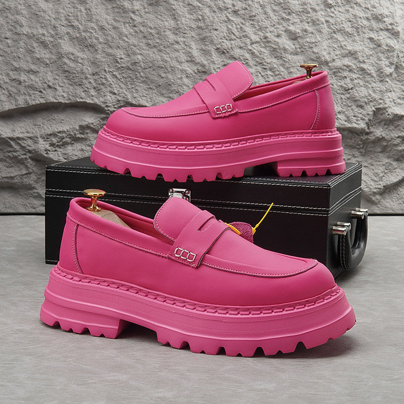Leather Platform Height Increase Loafers