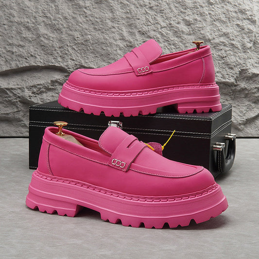 Leather Platform Height Increase Loafers