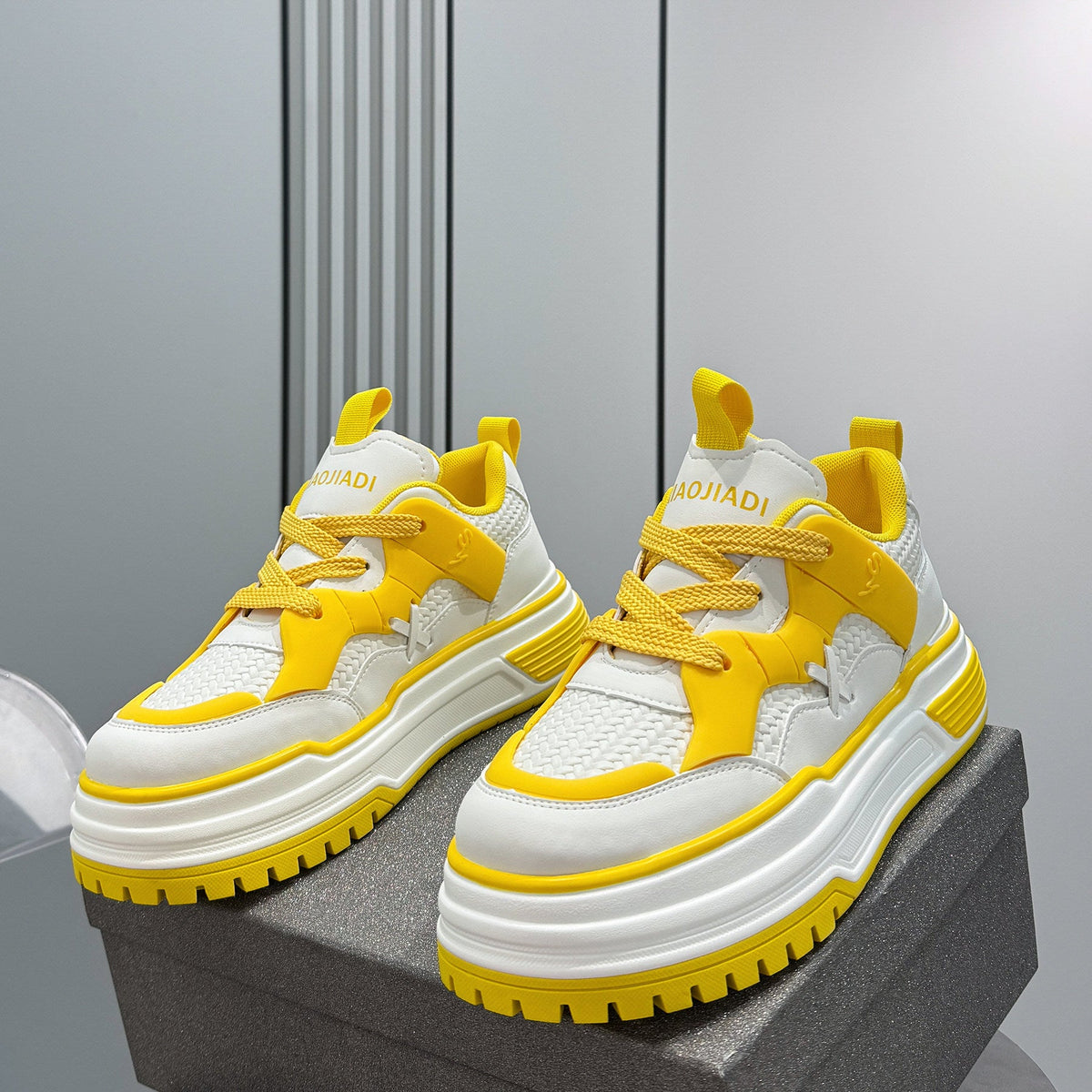 Panel Platform Thick Sole Sneakers