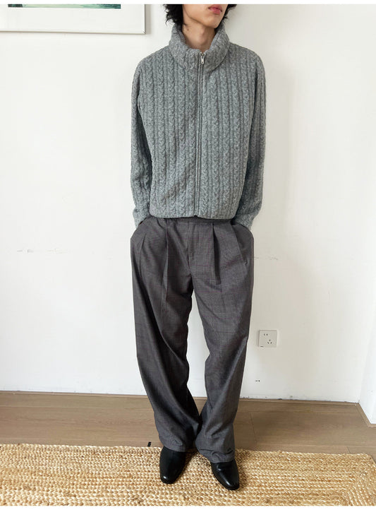 Checkered Double-Tuck Casual Pants
