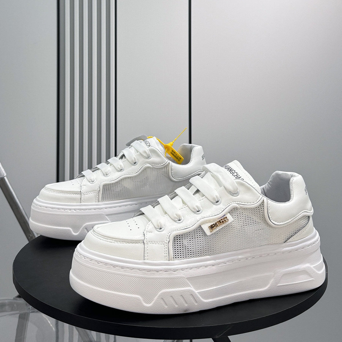 Chunky Platform Mesh Lace-Up Sneakers
