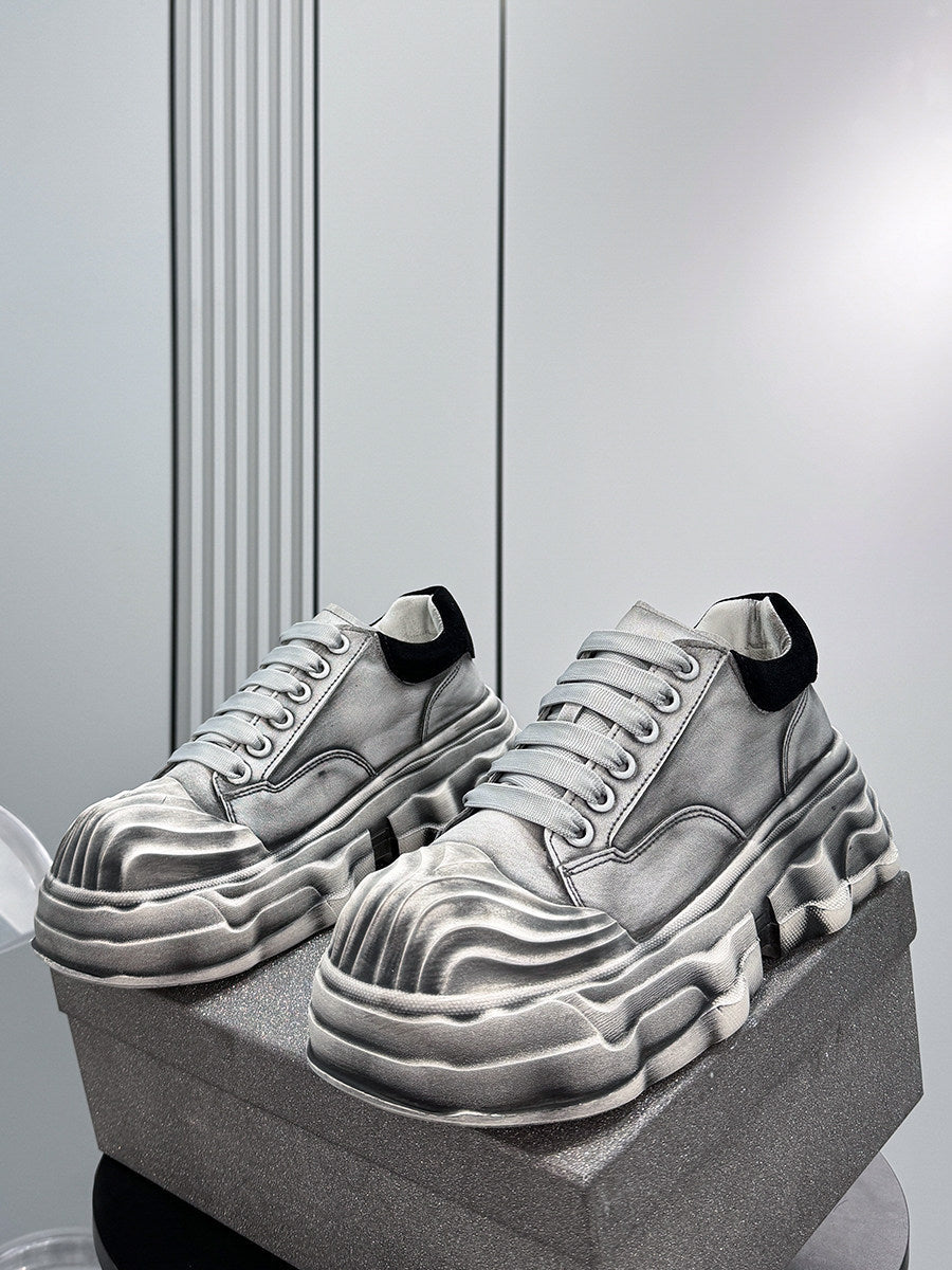 Washed Platform Chunky Sole Sneakers