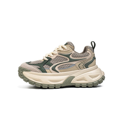 Color Block Platform Chunky Sole Lace-Up Sneakers