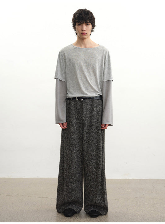 Side-Pleated Casual Pants